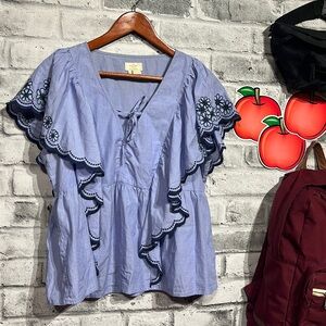 NWT KATE SPADE DAISY EMBROIDERED COTTON TOP